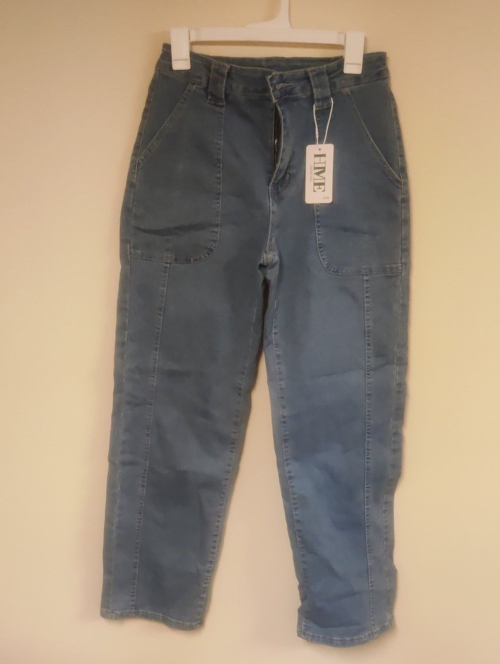 HME High Waisted Jeans Womens Size Large L Medium Wash Denim Seam Pants NWT New